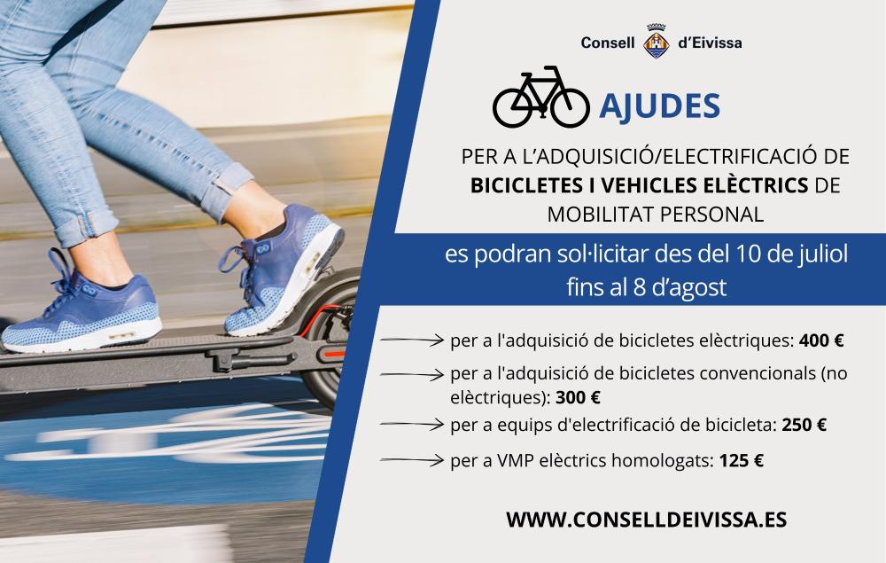Imagen Les ajudes per a l’adquisició/electrificació de bicicletes i vehicles elèctrics de mobilitat personal es podran sol•licitar des del 10 de juliol fins al 8 d’agost