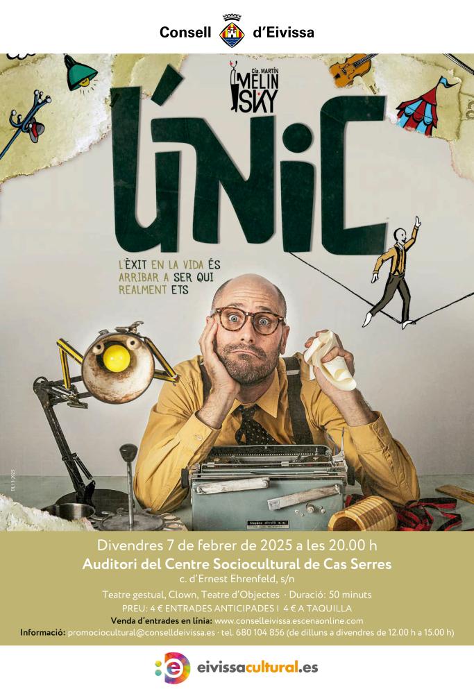 Imagen L’Auditori de Cas Serres acull la funció de clown i teatre infantil ‘Únic’ el proper 7 de febrer